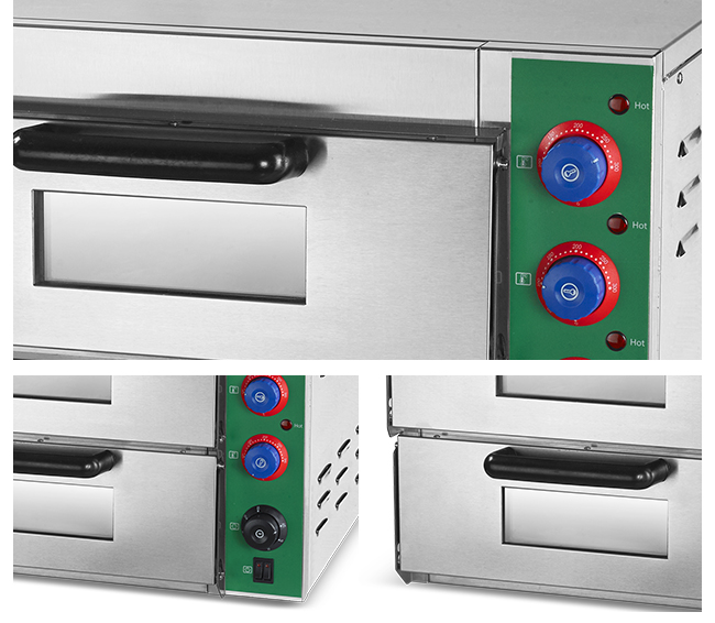 Fabricante casero 3KW de Mini Pizza Oven Electric Bread de la tostadora de la cocina de 2 cubiertas para la panadería con la ventana de visión
