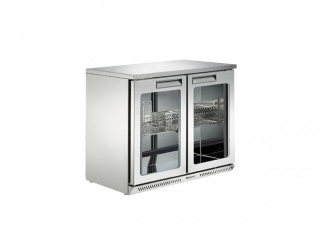 Refrigerador bajo de la exhibición de la bebida de la voz, refrigerador de cristal claro del abastecimiento de la puerta doble