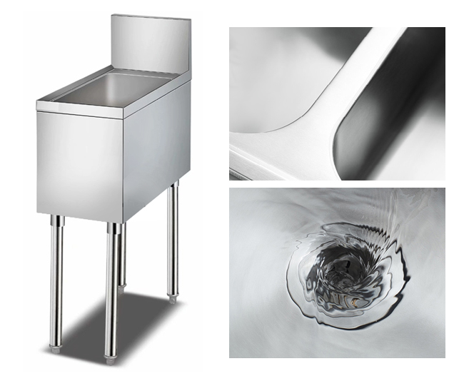Tabla de la esquina del filtro de agua de la industria de la restauración/tabla de trabajo de acero inoxidable del lavabo