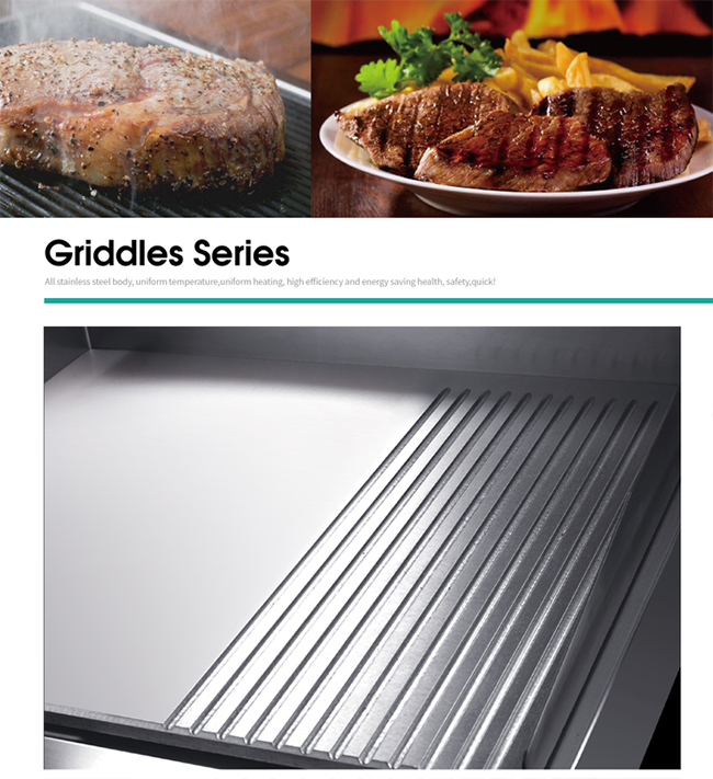 plancha eléctrica de cocinar de acero inoxidable del equipo 3Kw con 1/3 parrilla acanalada SS