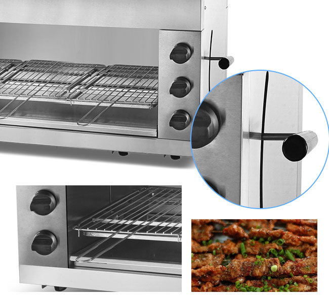 9KW los estantes del anuncio publicitario 2 proveen de gas la máquina de acero inoxidable de la parrilla de la carne de la hornilla de la salamandra 3/6 para el hotel