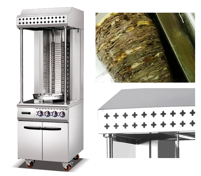 Kebab eléctrico comercial doble de Shawarma que hace la máquina con el gabinete para el acero inoxidable del hotel