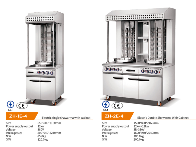 Kebab eléctrico comercial doble de Shawarma que hace la máquina con el gabinete para el acero inoxidable del hotel