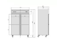 equipo de refrigeración de abastecimiento centígrado -18 de cuatro puertas 490W
